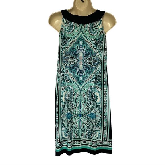 Established 1962 Women’s blue patterned dress Size 4 Petite - Picture 5 of 11